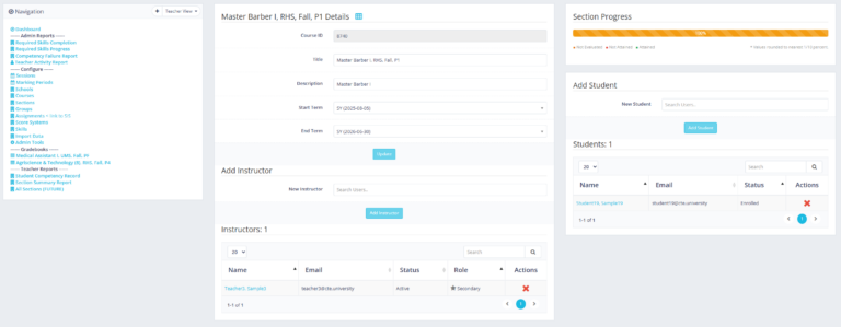 Admin Section Management